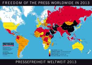 Pressefreiheit weltweit 2013 Karte